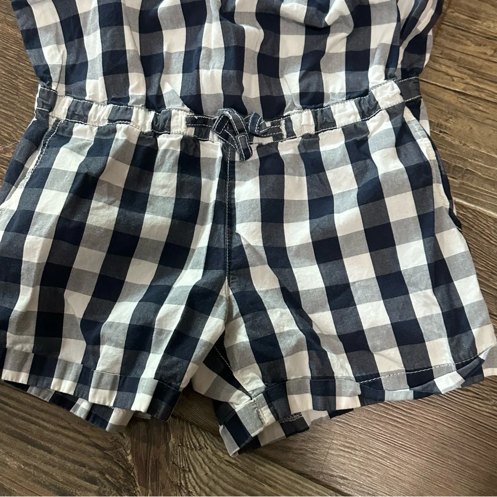Baby GAP navy and white gingham checkered summer romper toddler girls 5